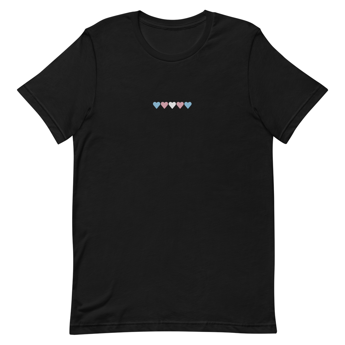 Embroidered Transgender T-Shirt: Pride Flag Horizontal Heart Design