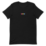 Embroidered Pansexual T-Shirt: Pride Flag Horizontal Heart Design