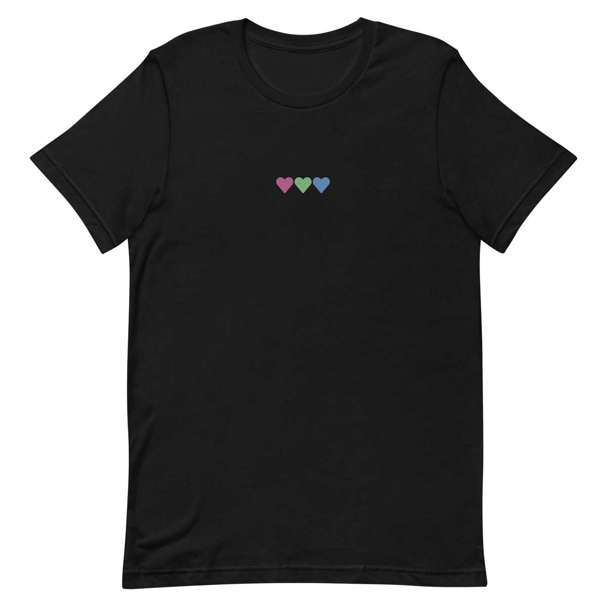 Embroidered Polysexual T-Shirt: Pride Flag Horizontal Heart Design