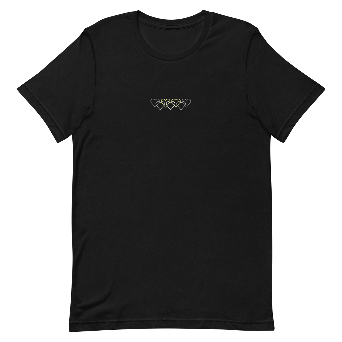 Demigender Pride Tee: Interlaced Heart Outlines Embroidered T-Shirt