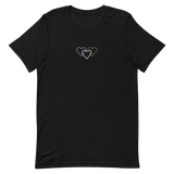 Genderqueer Pride Tee: Interlaced Heart Outlines Embroidered T-Shirt