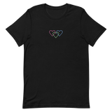 Polysexual Pride Tee: Interlaced Heart Outlines Embroidered T-Shirt