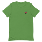 Polyamory Flag Embroidered Heart T-Shirt: Celebratory LGBTQ+ Pride Design