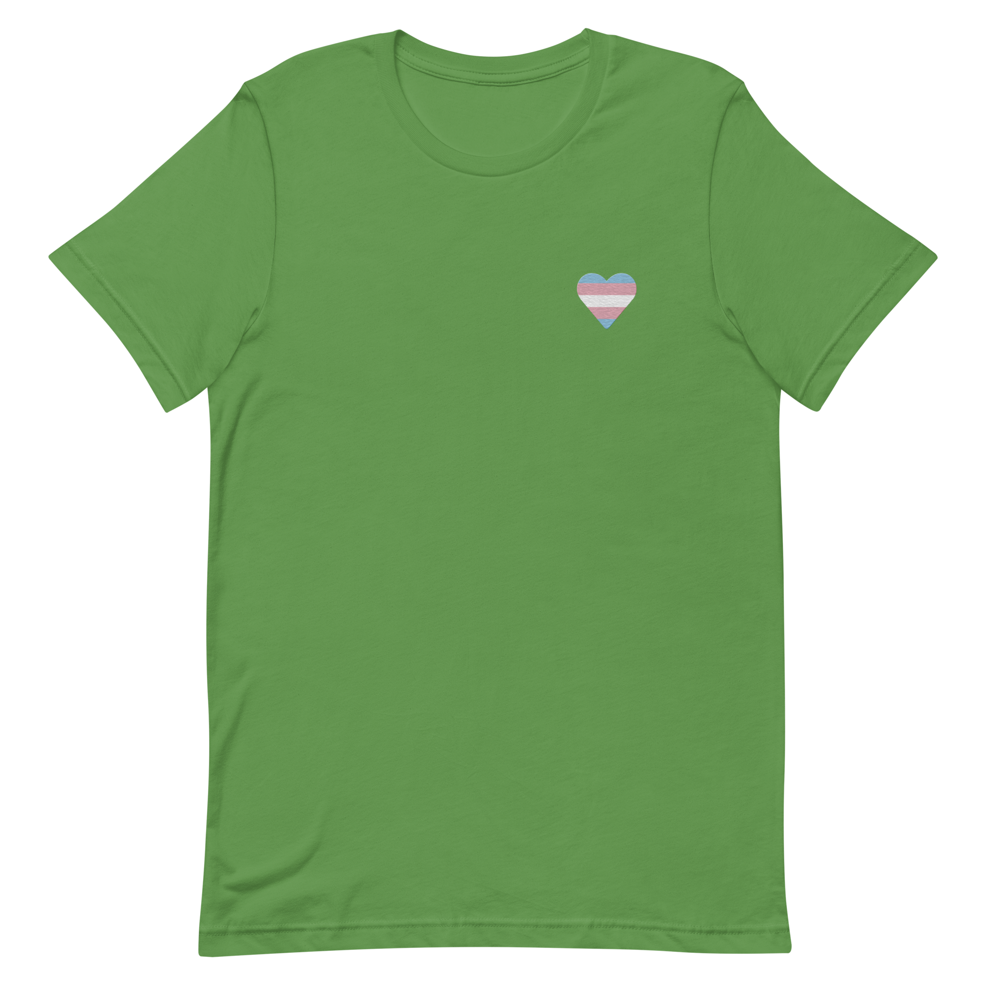 Transgender Flag Embroidered Heart T-Shirt: Celebratory LGBTQ+ Pride Design