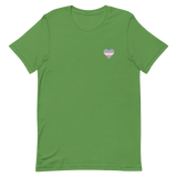 Transgender Flag Embroidered Heart T-Shirt: Celebratory LGBTQ+ Pride Design