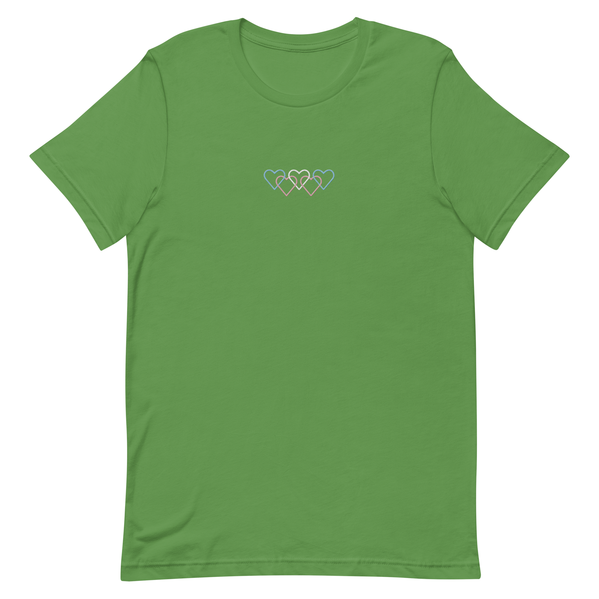 Transgender Pride Tee: Interlaced Heart Outlines Embroidered T-Shirt