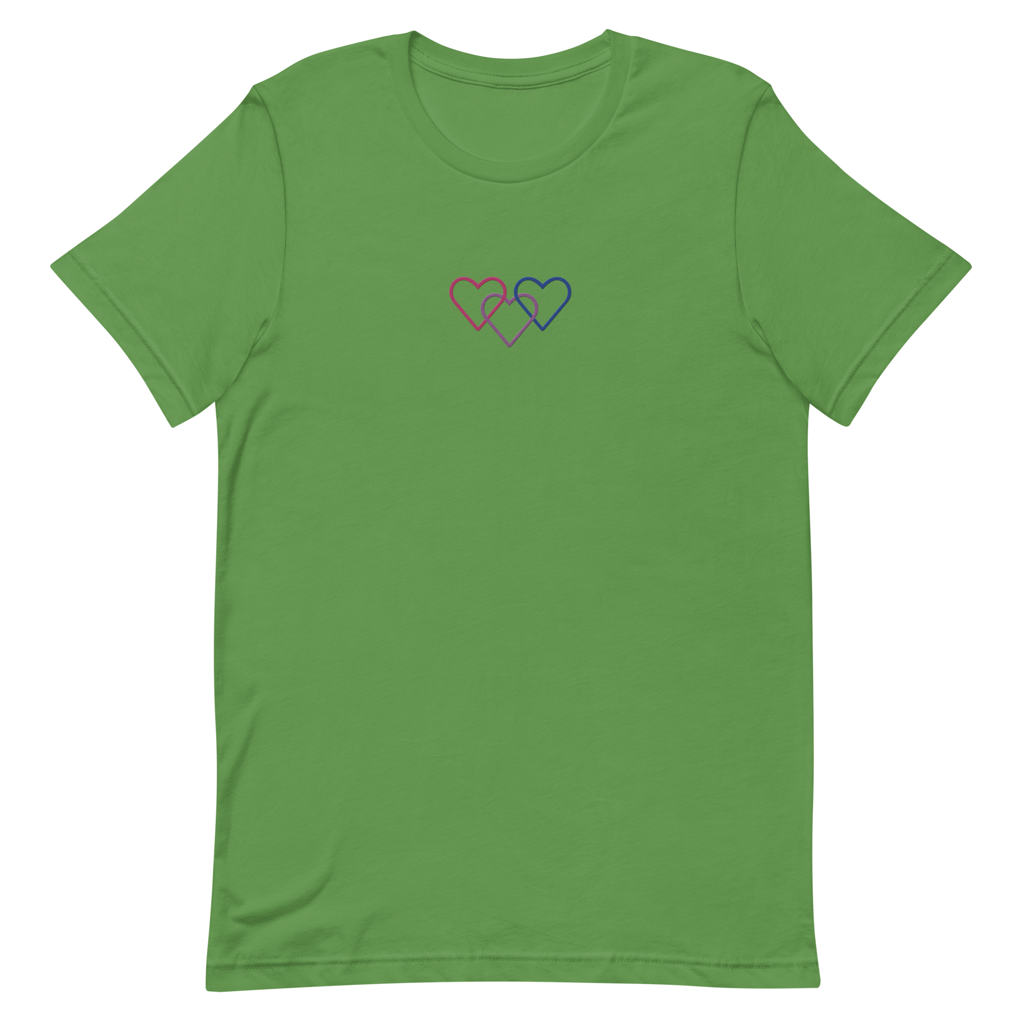 Bisexual Pride Tee: Interlaced Heart Outlines Embroidered T-Shirt