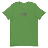 Bisexual Pride Tee: Interlaced Heart Outlines Embroidered T-Shirt