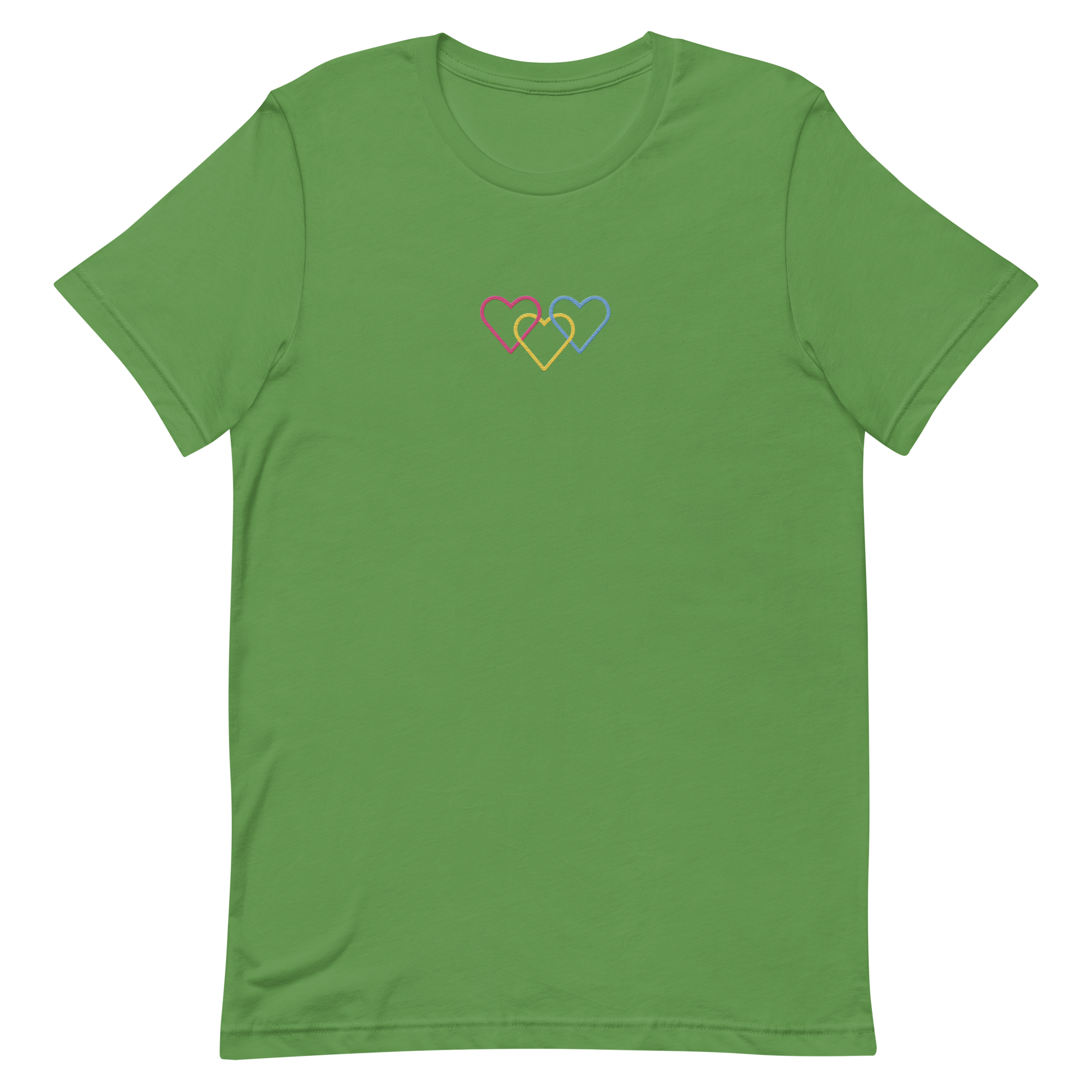 Pansexual Pride Tee: Interlaced Heart Outlines Embroidered T-Shirt