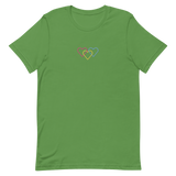 Pansexual Pride Tee: Interlaced Heart Outlines Embroidered T-Shirt