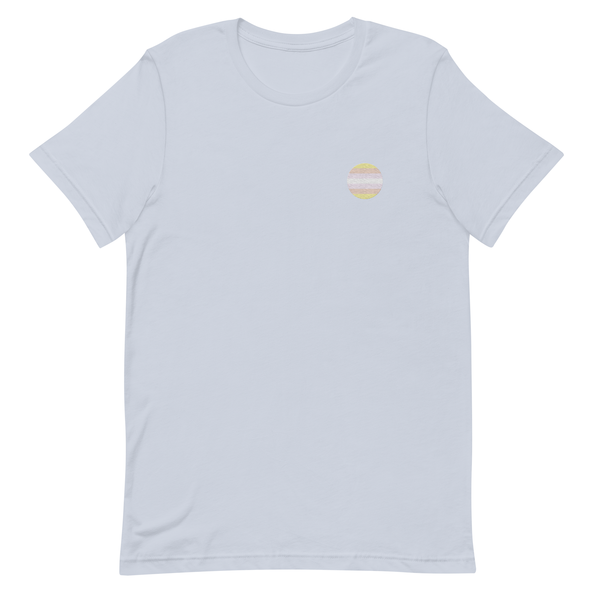 Pangender Flag Embroidered Circle Tee: Celebratory LGBTQ+ Pride Design