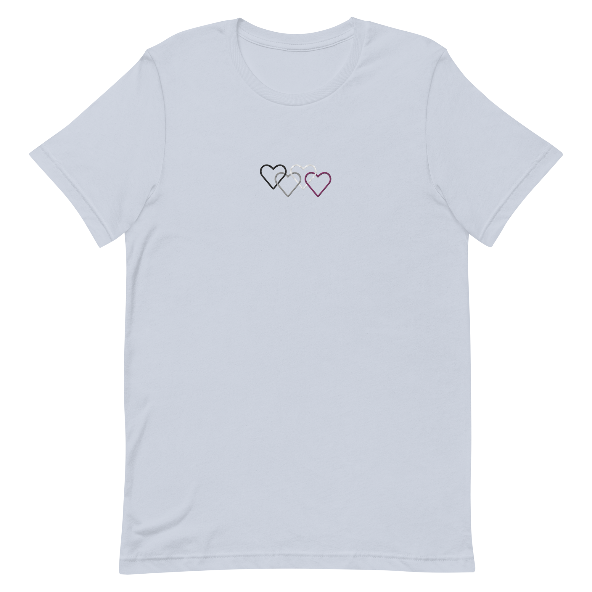 Asexual Pride Tee: Interlaced Heart Outlines Embroidered T-Shirt