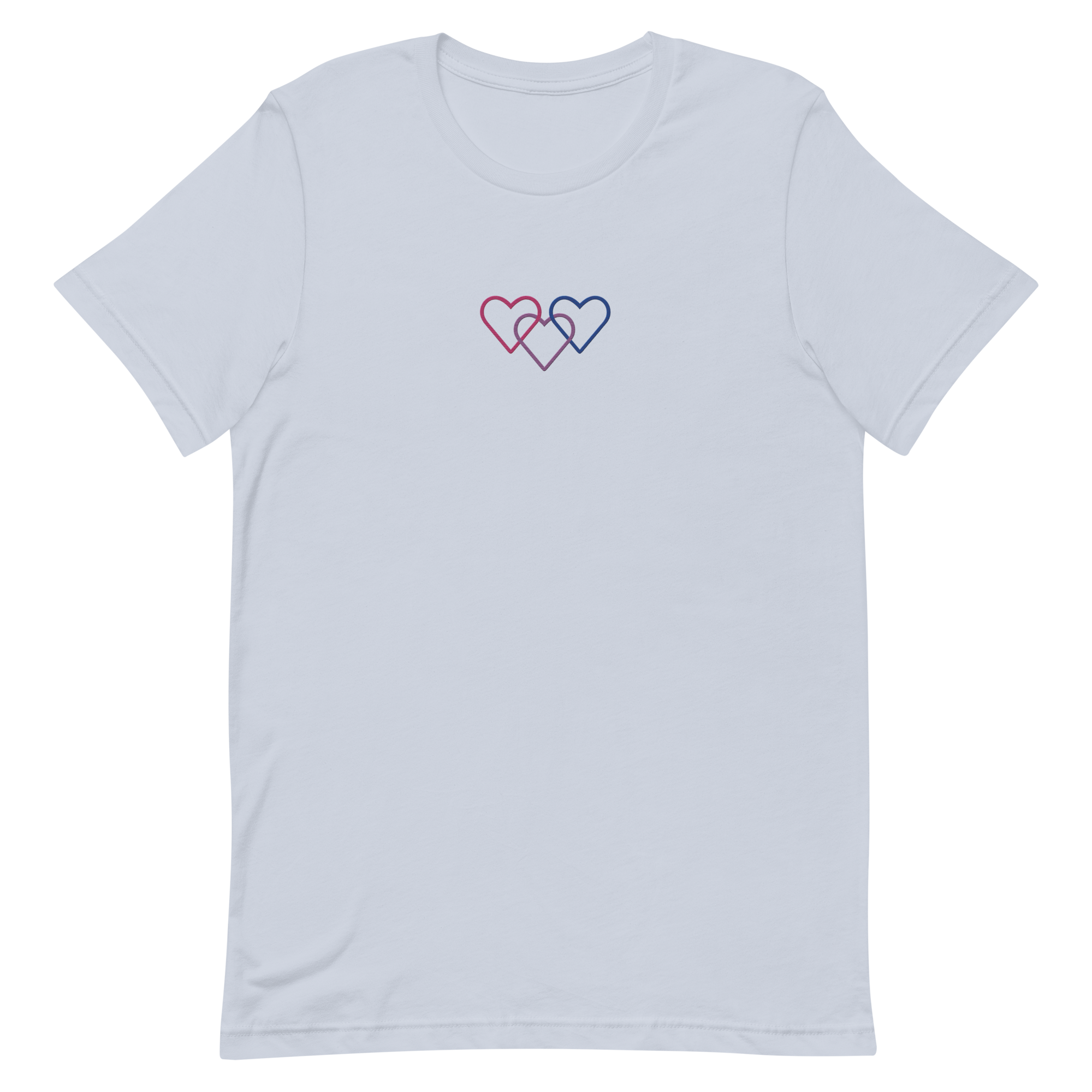 Bisexual Pride Tee: Interlaced Heart Outlines Embroidered T-Shirt