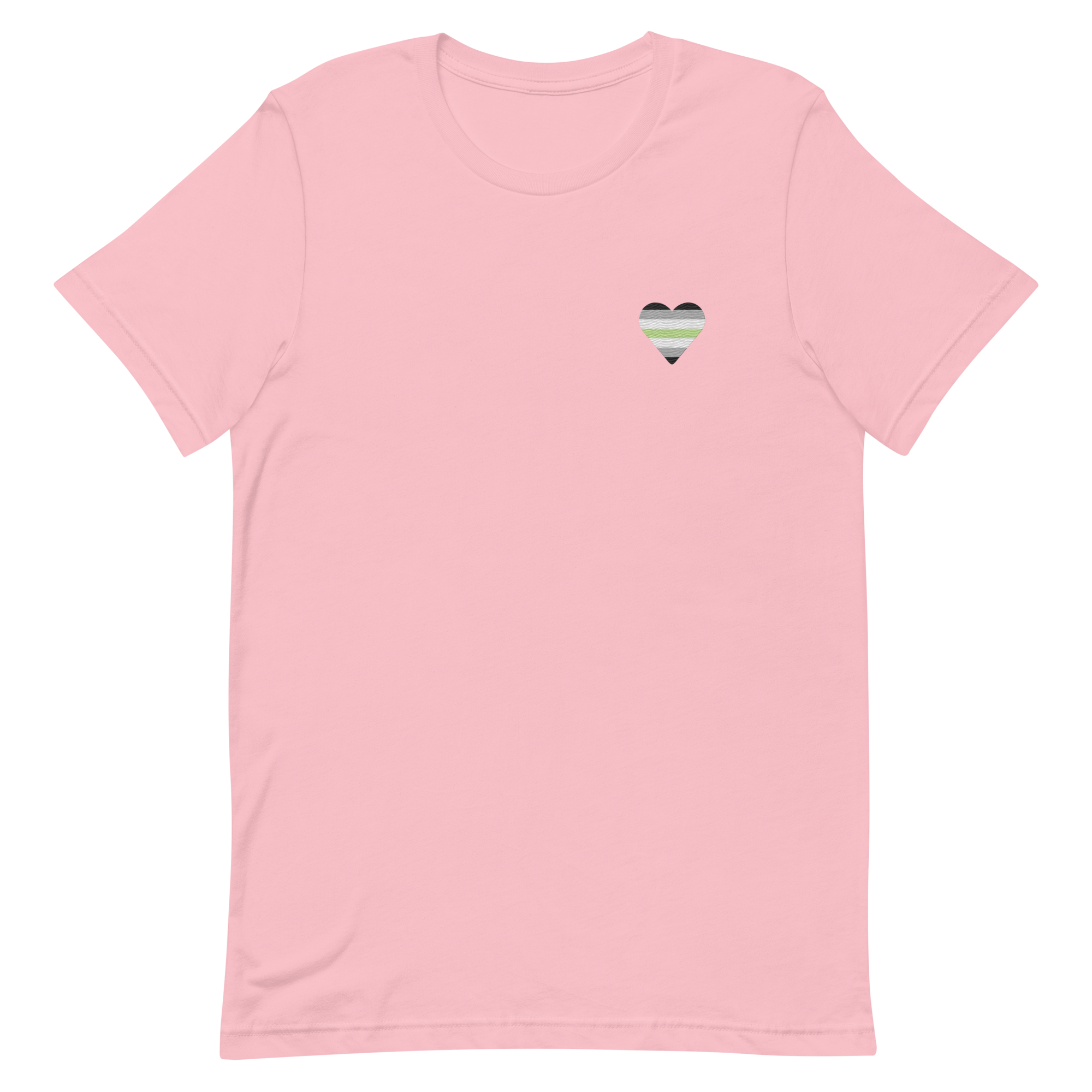 Agender Flag Embroidered Heart T-Shirt: Celebratory LGBTQ+ Pride Design