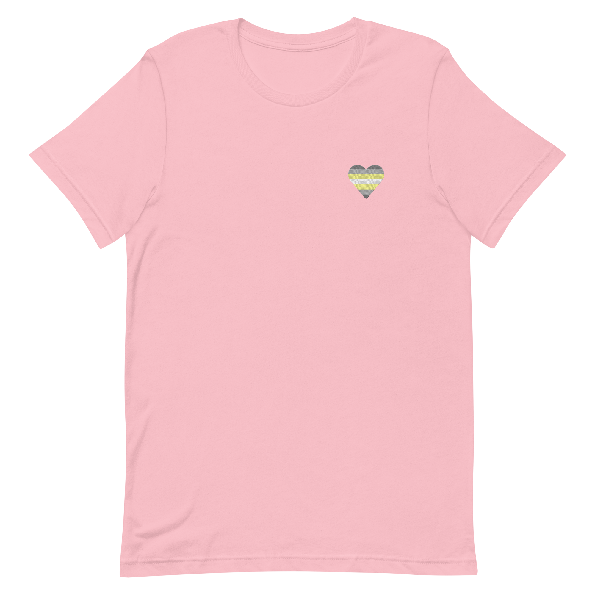 Demigender Flag Embroidered Heart T-Shirt: Celebratory LGBTQ+ Pride Design