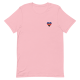 Polyamory Flag Embroidered Heart T-Shirt: Celebratory LGBTQ+ Pride Design