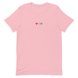 Embroidered Pansexual T-Shirt: Pride Flag Horizontal Heart Design