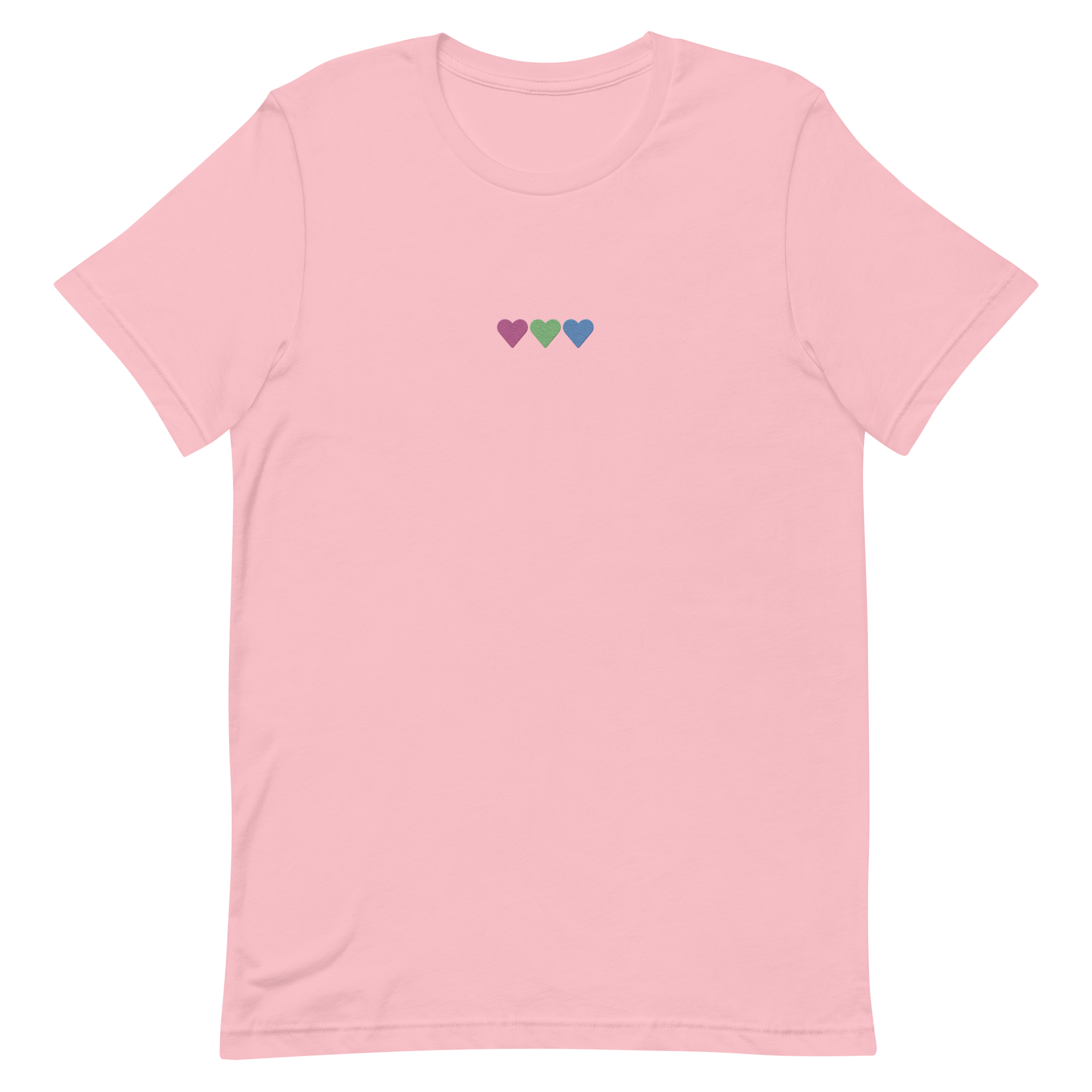 Embroidered Polysexual T-Shirt: Pride Flag Horizontal Heart Design