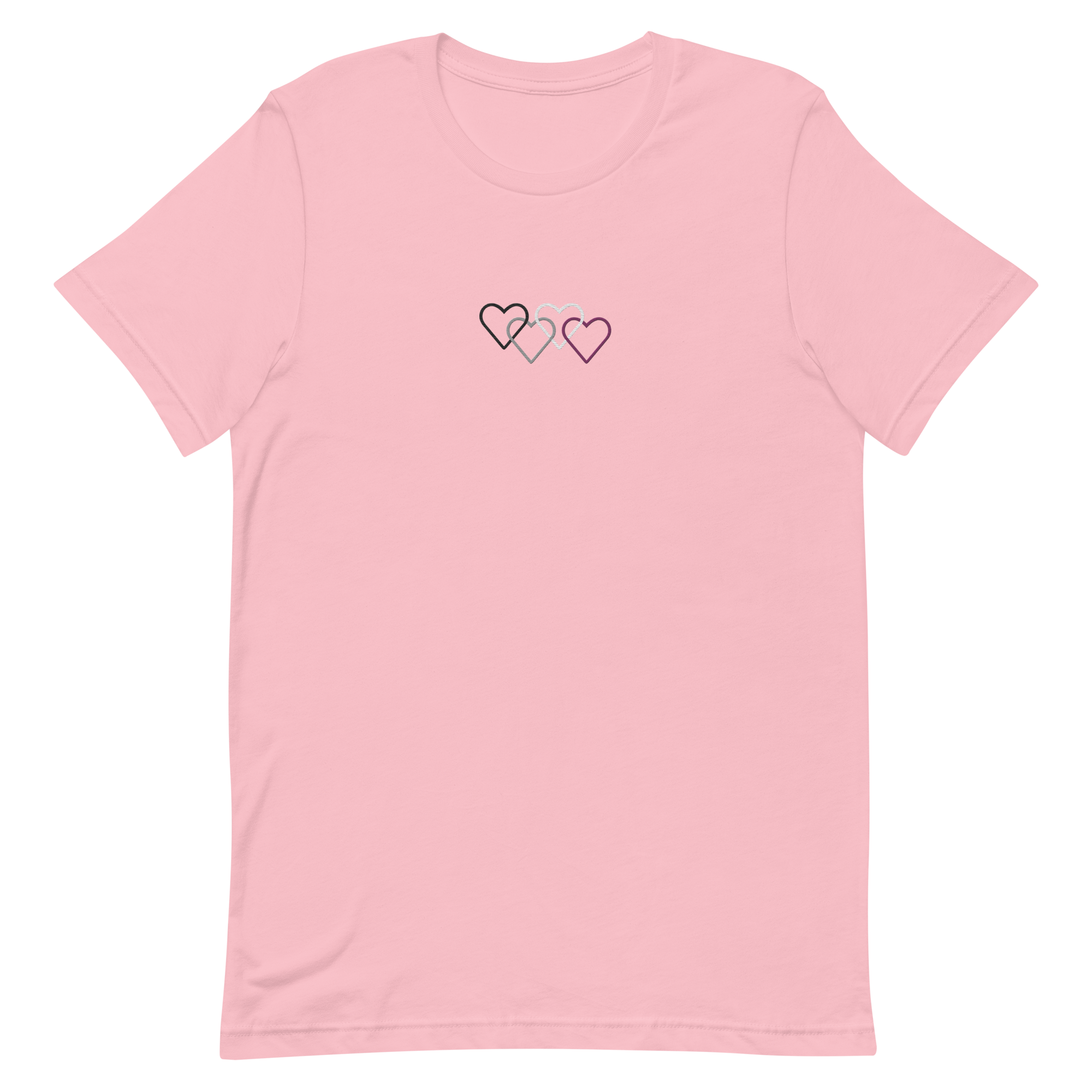 Asexual Pride Tee: Interlaced Heart Outlines Embroidered T-Shirt