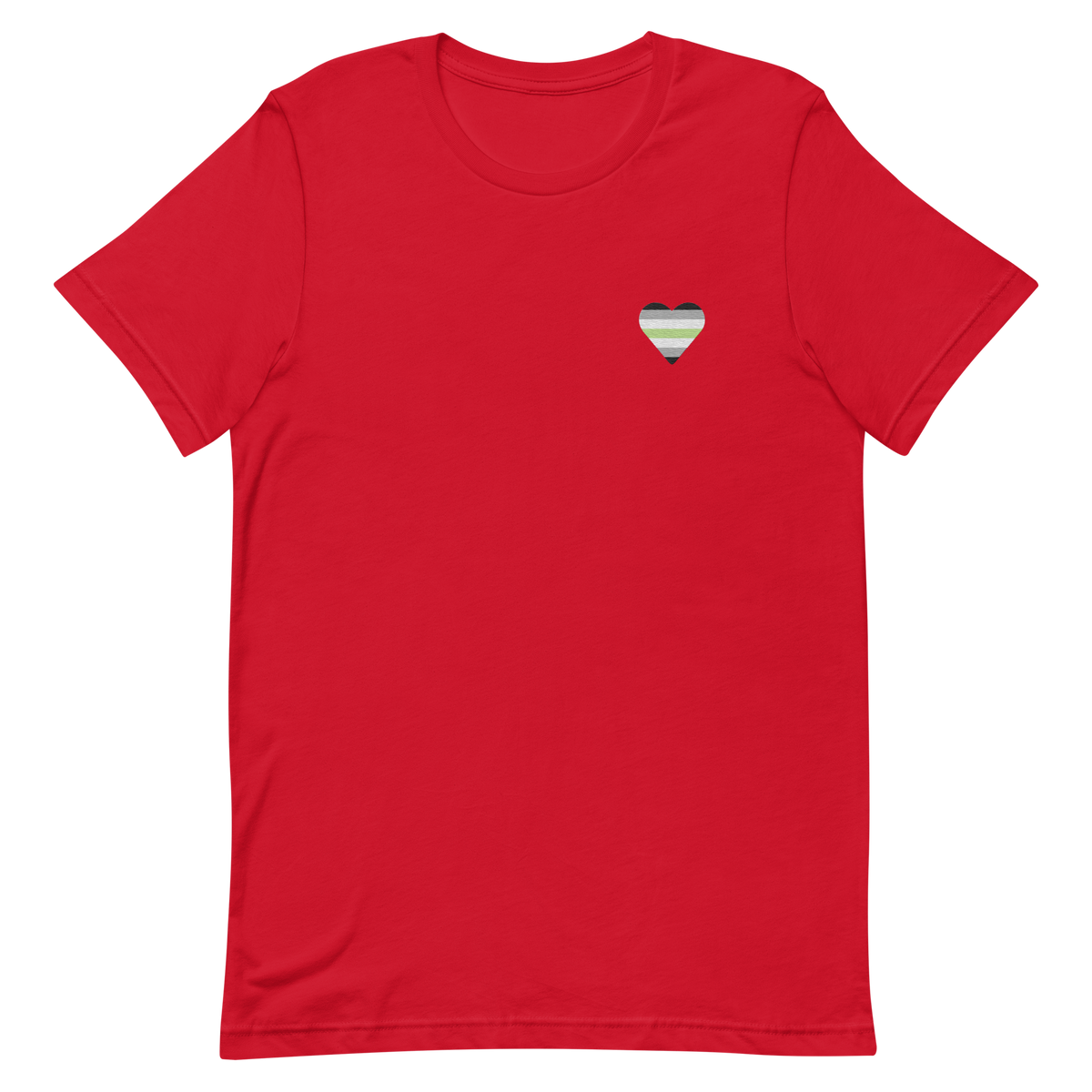 Agender Flag Embroidered Heart T-Shirt: Celebratory LGBTQ+ Pride Design