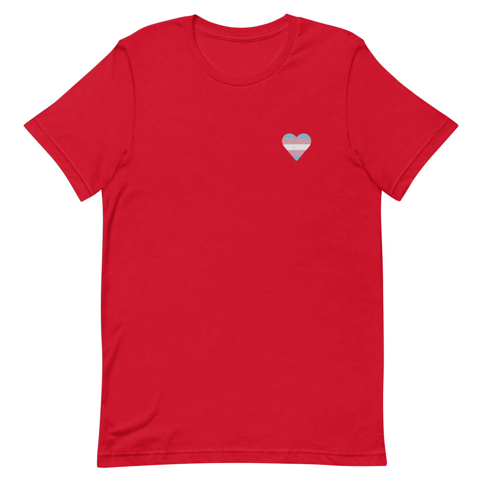 Transgender Flag Embroidered Heart T-Shirt: Celebratory LGBTQ+ Pride Design