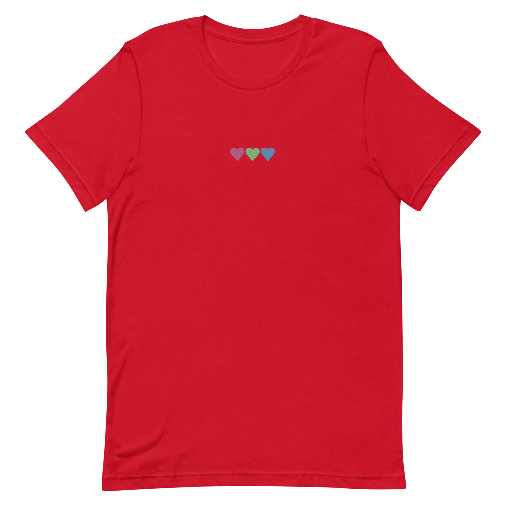 Embroidered Polysexual T-Shirt: Pride Flag Horizontal Heart Design