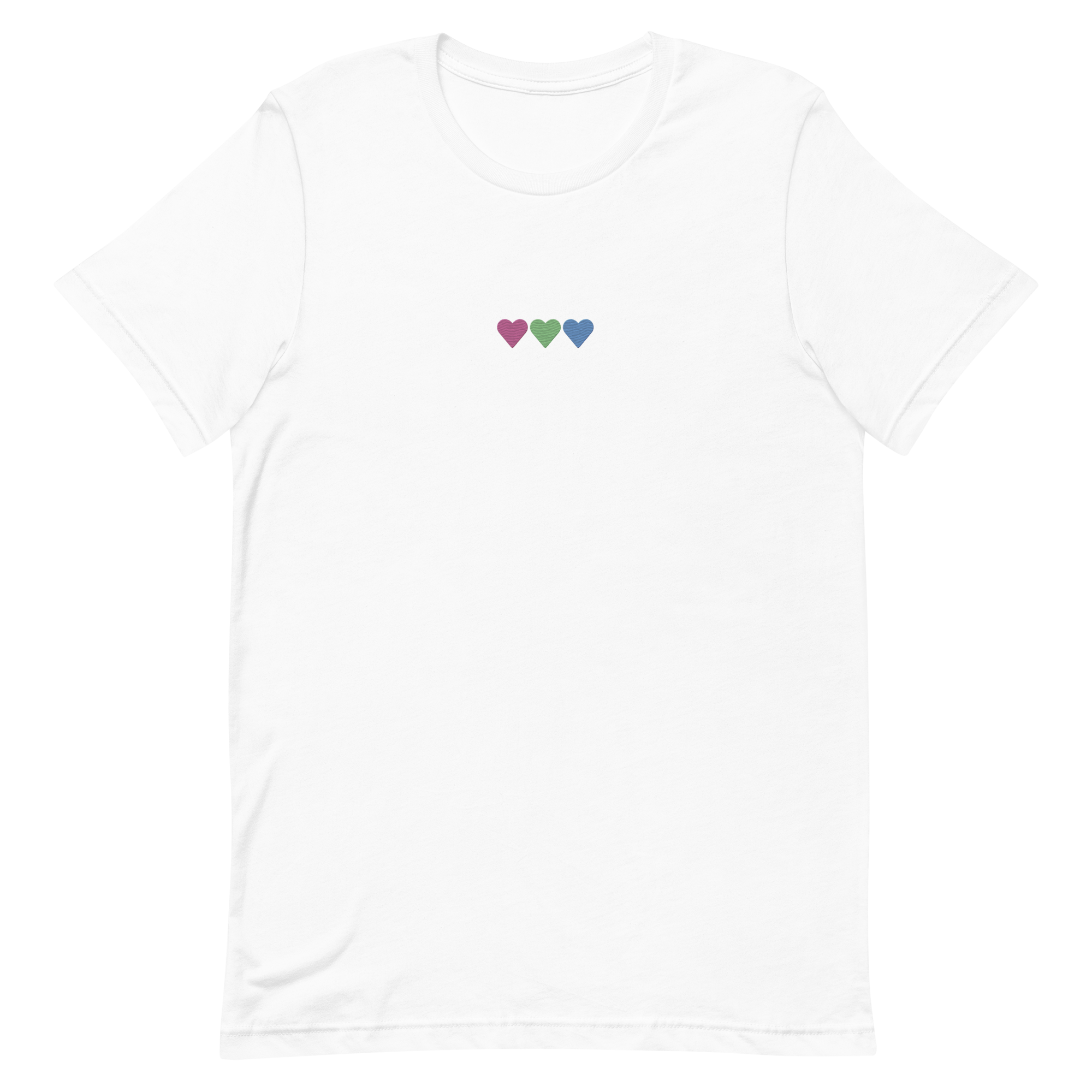 Embroidered Polysexual T-Shirt: Pride Flag Horizontal Heart Design