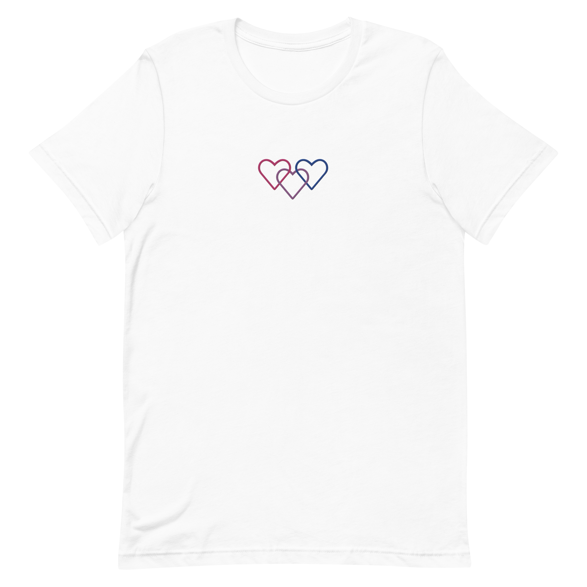 Bisexual Pride Tee: Interlaced Heart Outlines Embroidered T-Shirt