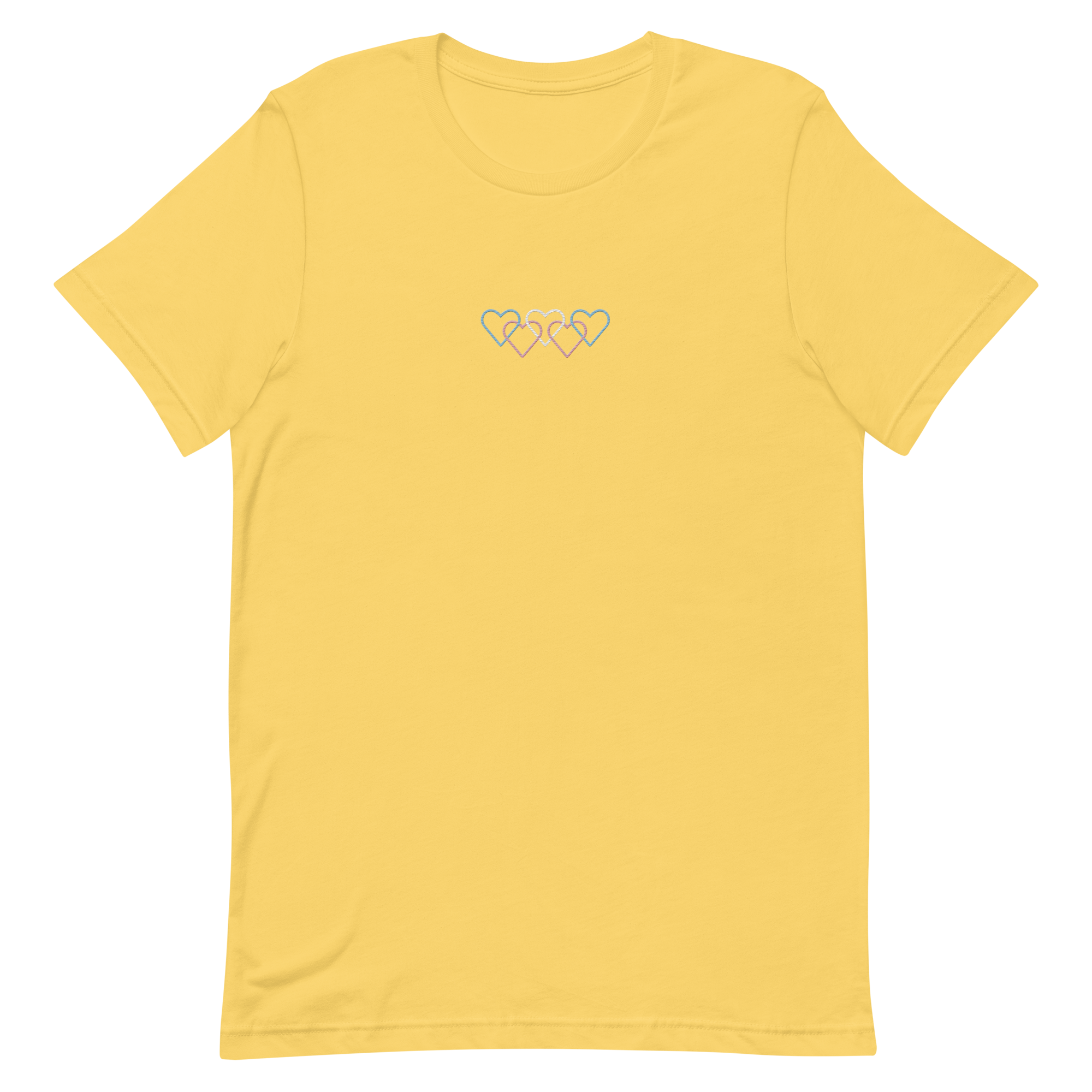 Transgender Pride Tee: Interlaced Heart Outlines Embroidered T-Shirt