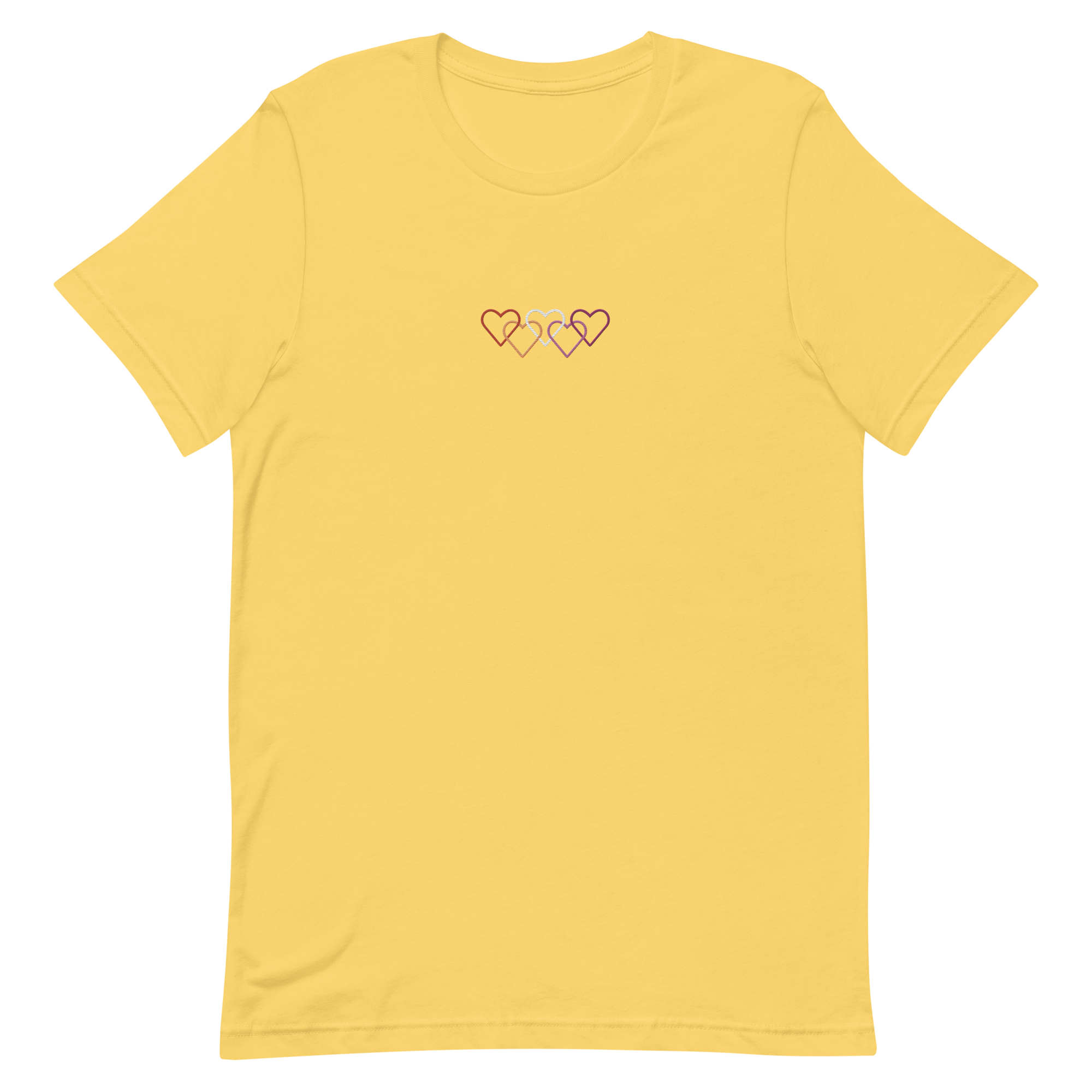 Lesbian Pride Tee: Interlaced Heart Outlines Embroidered T-Shirt